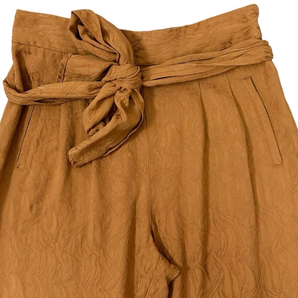 Anthropologie Tapered High Rise Balloon Pants 6 Burnt Orange Belted Bow Fall - Picture 13 of 17
